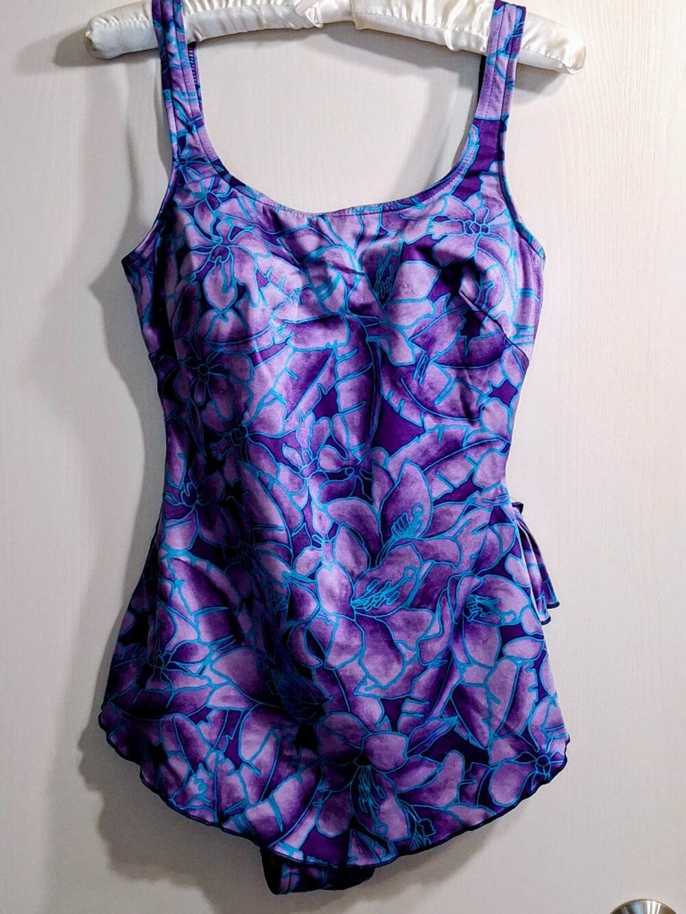 Vtg Maxine of Hollywood Swimsuit Purple Size 16